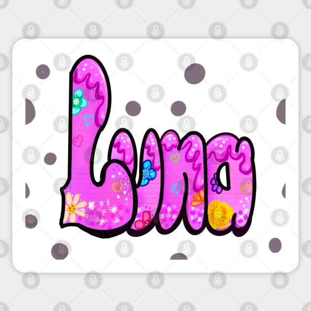 Luna - Flowers and dots Name Luna Sticker by Artonmytee